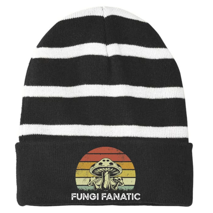 Funny Foraging Morels Fungi Mushroom Picker Mushroom Hunter Striped Beanie with Solid Band