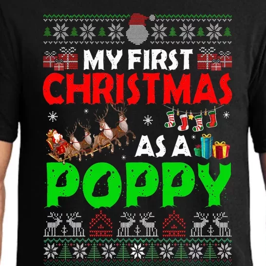 Funny Family My 1st Christmas As A Poppy Ugly Xmas Sweater Pajama Set