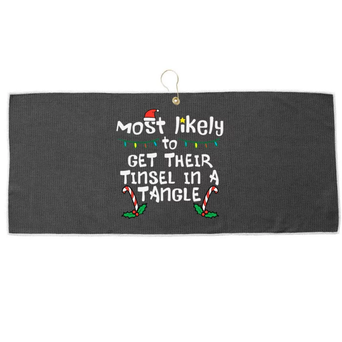 Festive Family Matching Tinsel Tangle for Christmas Large Microfiber Waffle Golf Towel