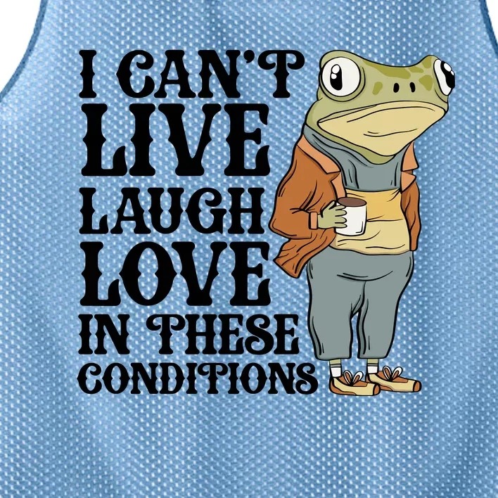 Funny Frog Meme I Cant Live Laugh Love In These Conditions Mesh Reversible Basketball Jersey Tank