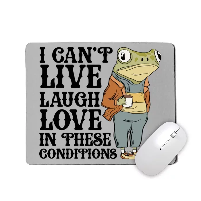 Funny Frog Meme I Cant Live Laugh Love In These Conditions Mousepad