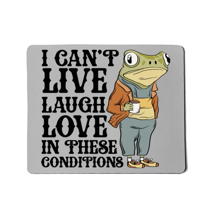 Funny Frog Meme I Cant Live Laugh Love In These Conditions Mousepad