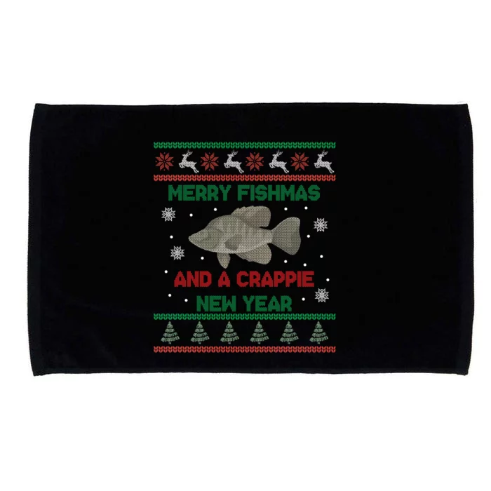 Funny Fisher Merry Fishmas And A Crappie New Year Gift Microfiber Hand Towel