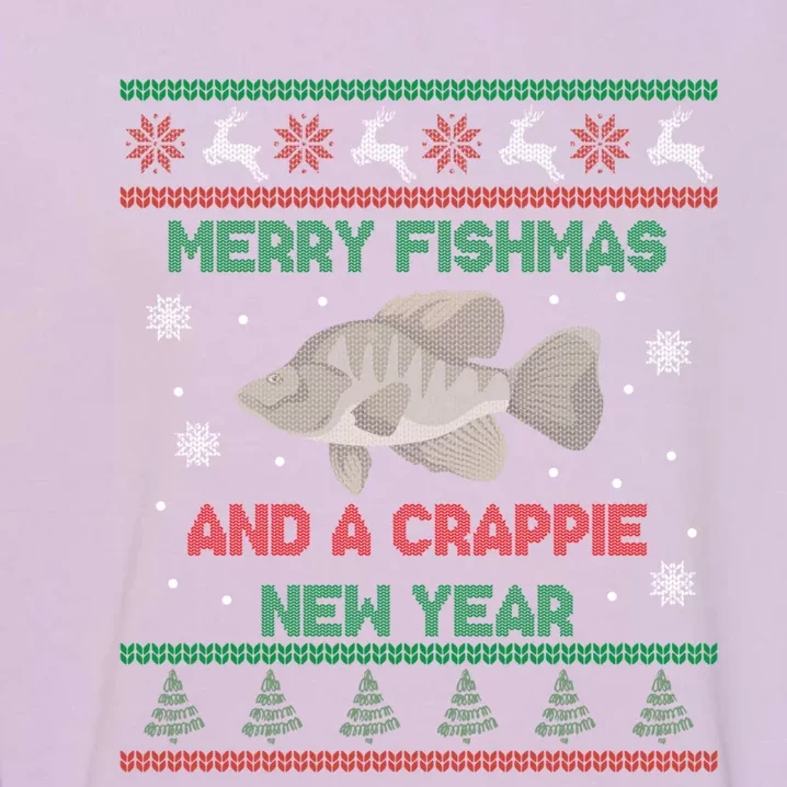 Funny Fisher Merry Fishmas And A Crappie New Year Gift Garment-Dyed Sweatshirt