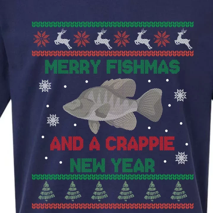 Funny Fisher Merry Fishmas And A Crappie New Year Gift Sueded Cloud Jersey T-Shirt