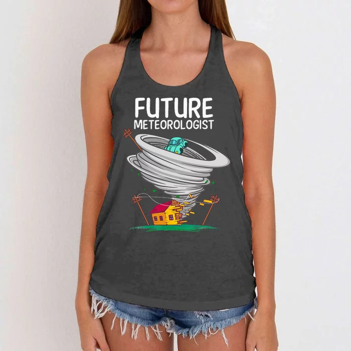 Funny Future Meteorologist Gift For Kids Cool Meteorology Women's Knotted Racerback Tank