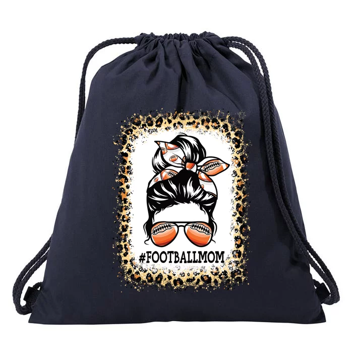 Funny Football Mom Messy Bun Player Mom Mother's Day Cool Gift Drawstring Bag