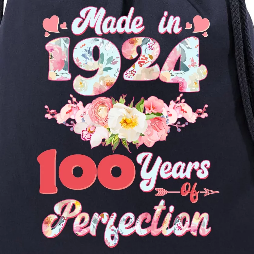 Flower Floral Made In 1924 100 Years Of Perfection Drawstring Bag