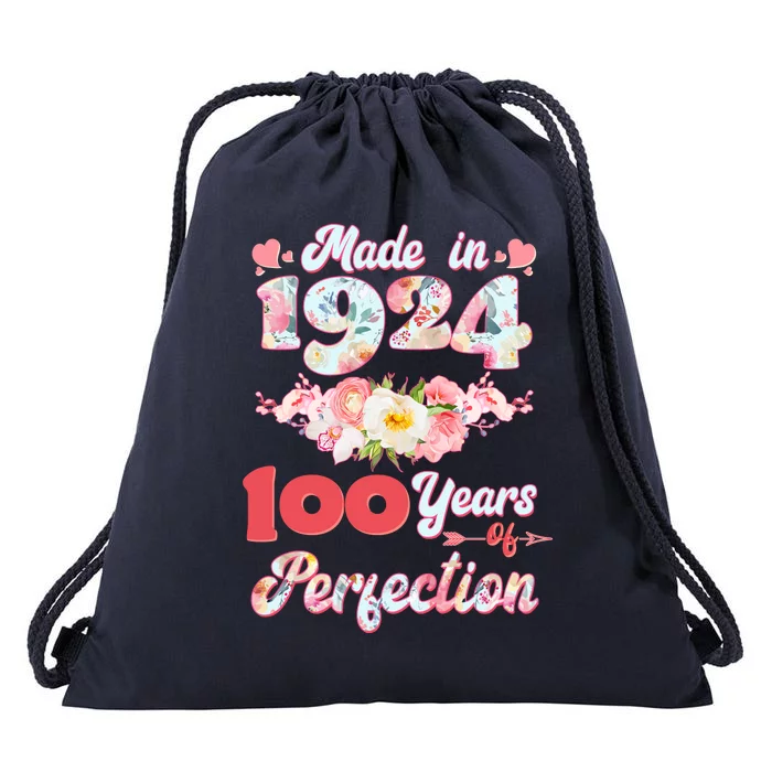 Flower Floral Made In 1924 100 Years Of Perfection Drawstring Bag