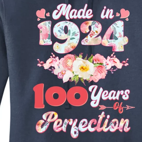 Flower Floral Made In 1924 100 Years Of Perfection Women's Pullover Hoodie