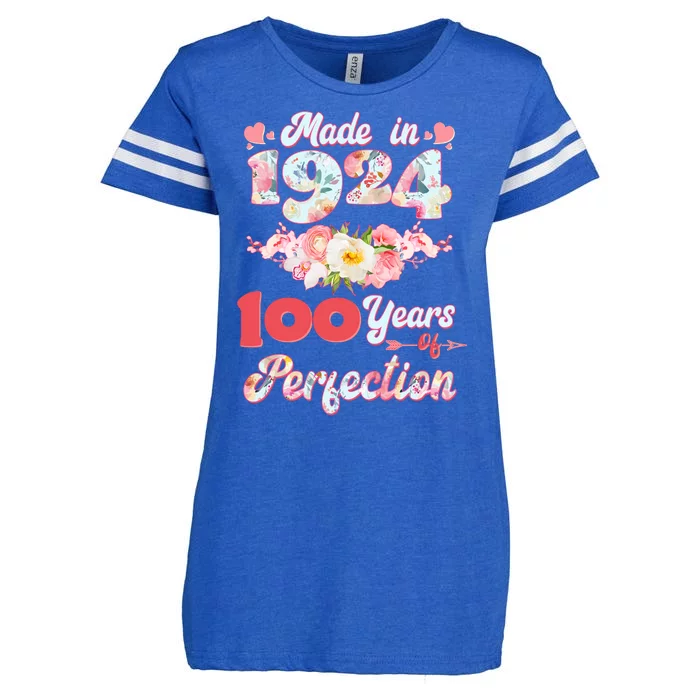 Flower Floral Made In 1924 100 Years Of Perfection Enza Ladies Jersey Football T-Shirt