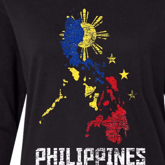 Flag Filipino Map Philippines Womens Cotton Relaxed Long Sleeve T-Shirt