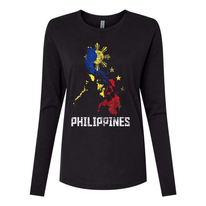 Flag Filipino Map Philippines Womens Cotton Relaxed Long Sleeve T-Shirt