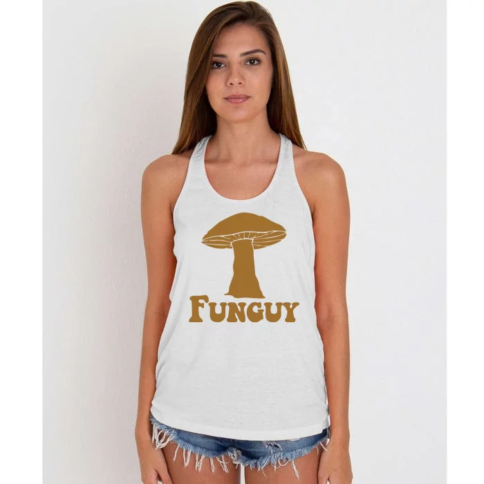 Funguy Funny Mushroom Fun Guy Women's Knotted Racerback Tank