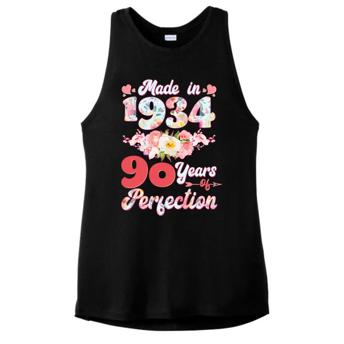 Flower Floral Made In 1934 90 Years Of Perfection Ladies Tri-Blend Wicking Tank