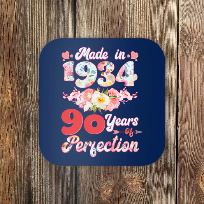 Flower Floral Made In 1934 90 Years Of Perfection Coaster