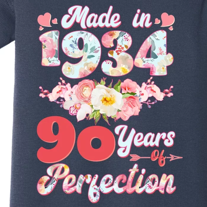 Flower Floral Made In 1934 90 Years Of Perfection Baby Bodysuit