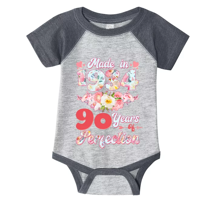 Flower Floral Made In 1934 90 Years Of Perfection Infant Baby Jersey Bodysuit