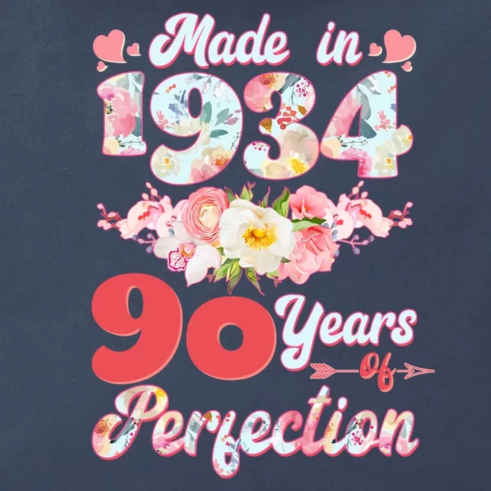 Flower Floral Made In 1934 90 Years Of Perfection Zip Tote Bag