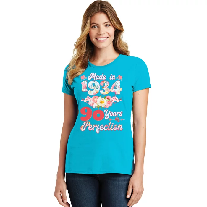 Flower Floral Made In 1934 90 Years Of Perfection Women's T-Shirt