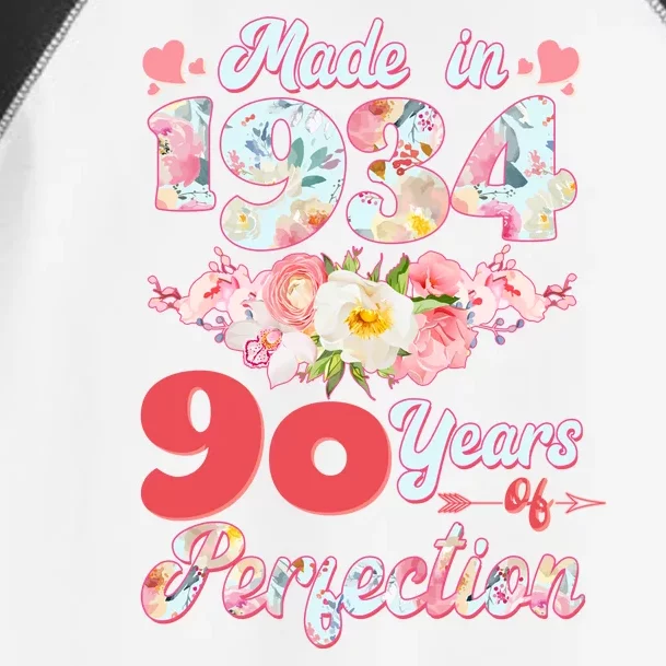 Flower Floral Made In 1934 90 Years Of Perfection Toddler Fine Jersey T-Shirt