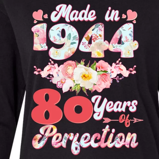 Flower Floral Made In 1944 80 Years Of Perfection Womens Cotton Relaxed Long Sleeve T-Shirt