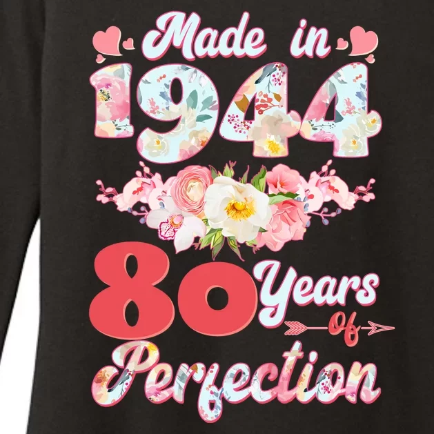 Flower Floral Made In 1944 80 Years Of Perfection Womens CVC Long Sleeve Shirt