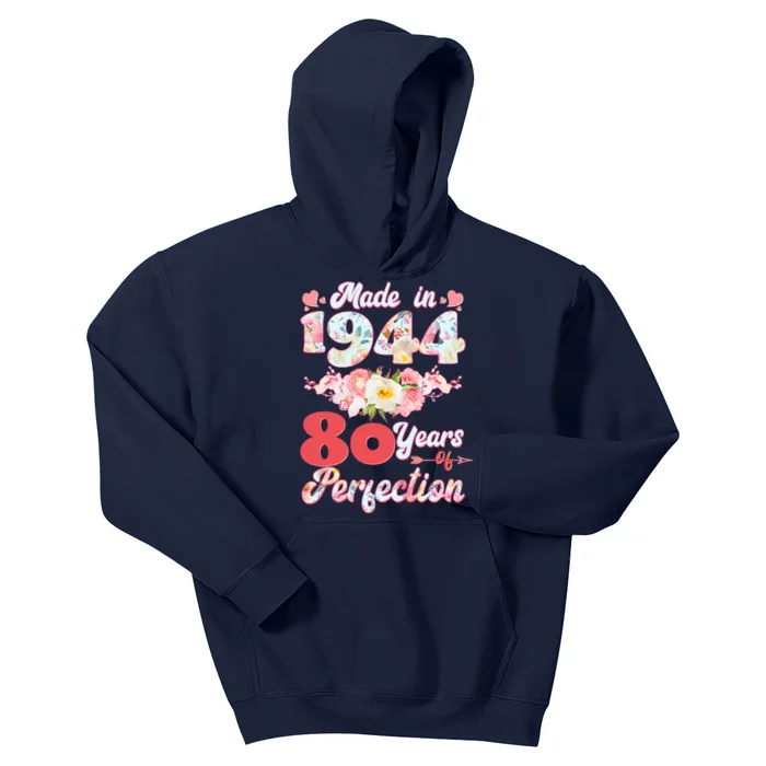 Flower Floral Made In 1944 80 Years Of Perfection Kids Hoodie