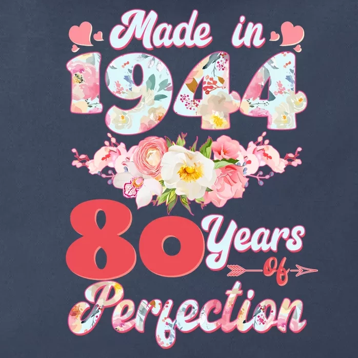 Flower Floral Made In 1944 80 Years Of Perfection Zip Tote Bag