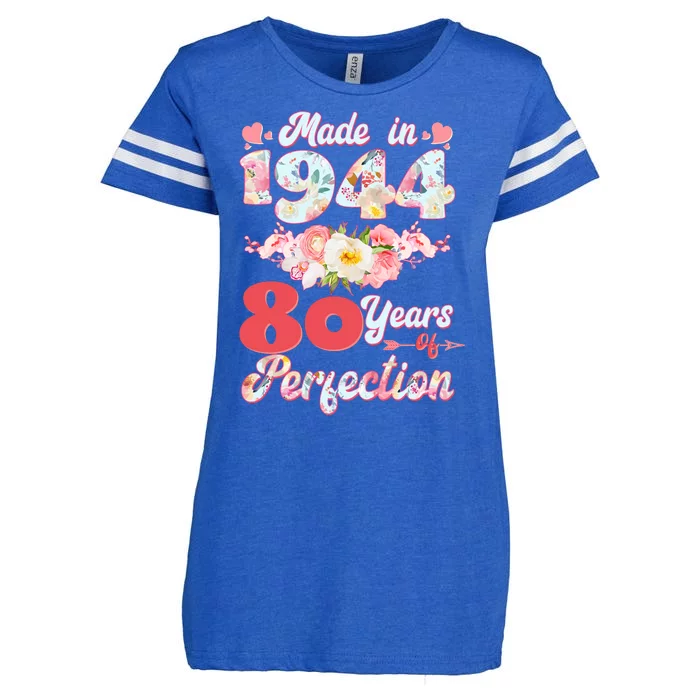 Flower Floral Made In 1944 80 Years Of Perfection Enza Ladies Jersey Football T-Shirt