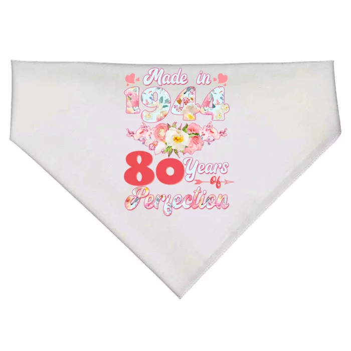 Flower Floral Made In 1944 80 Years Of Perfection USA-Made Doggie Bandana