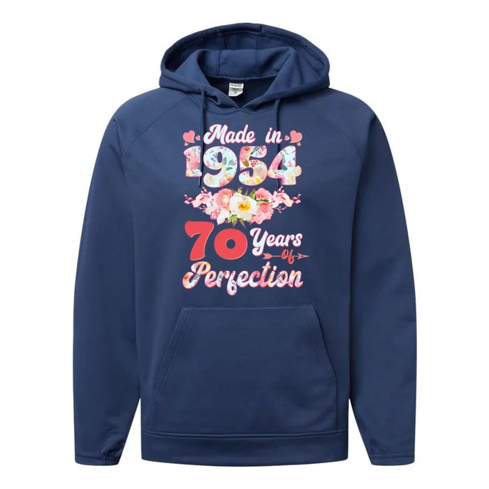 Flower Floral Made In 1954 70 Years Of Perfection Performance Fleece Hoodie