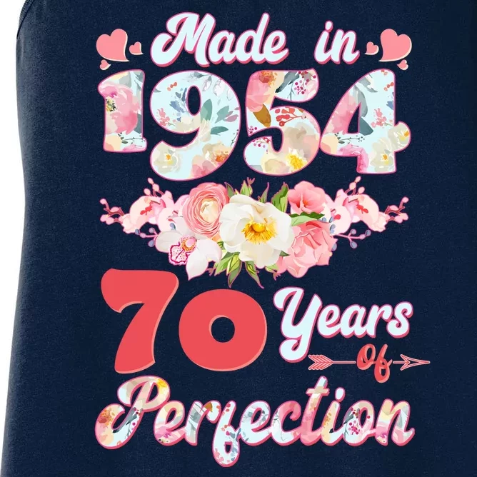 Flower Floral Made In 1954 70 Years Of Perfection Women's Racerback Tank