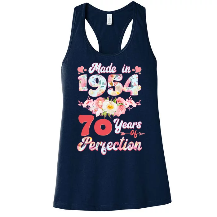 Flower Floral Made In 1954 70 Years Of Perfection Women's Racerback Tank