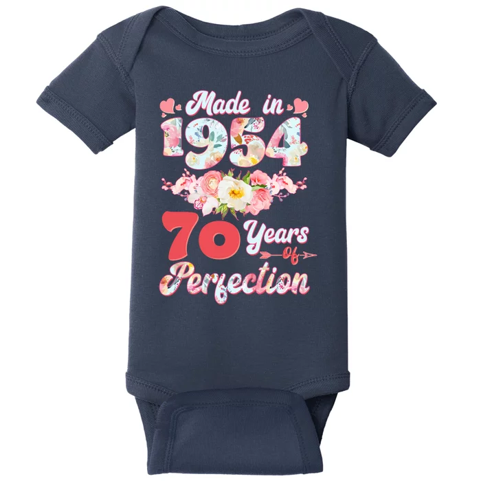 Flower Floral Made In 1954 70 Years Of Perfection Baby Bodysuit