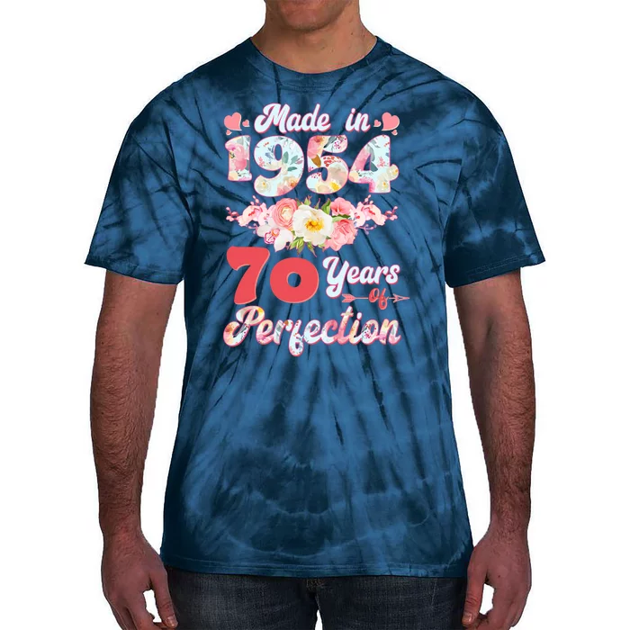 Flower Floral Made In 1954 70 Years Of Perfection Tie-Dye T-Shirt