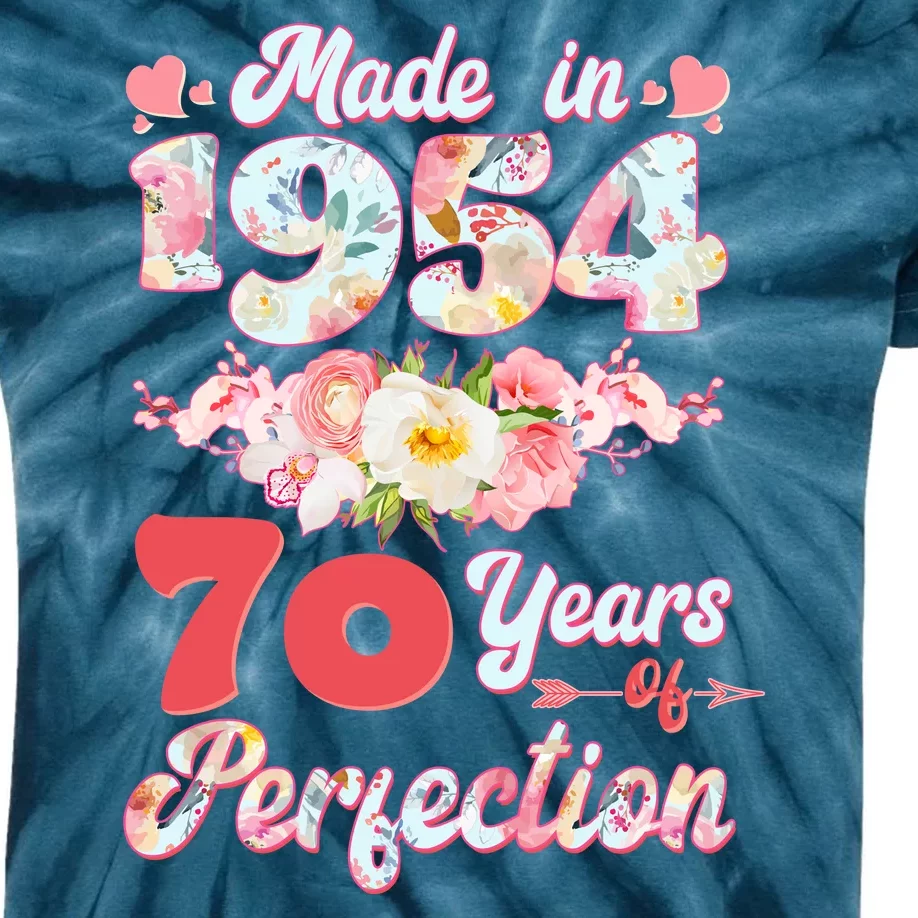 Flower Floral Made In 1954 70 Years Of Perfection Kids Tie-Dye T-Shirt