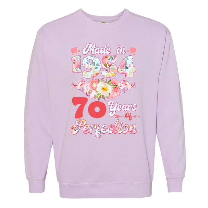 Flower Floral Made In 1954 70 Years Of Perfection Garment-Dyed Sweatshirt