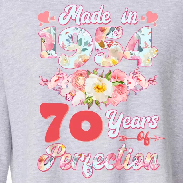 Flower Floral Made In 1954 70 Years Of Perfection Cropped Pullover Crew