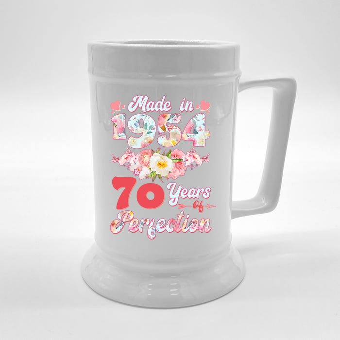 Flower Floral Made In 1954 70 Years Of Perfection Front & Back Beer Stein