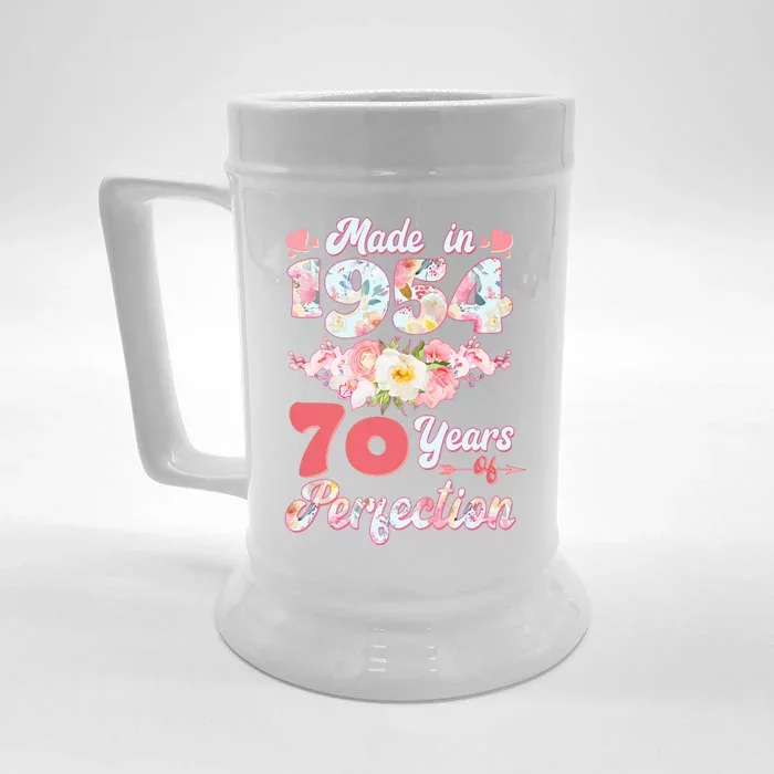 Flower Floral Made In 1954 70 Years Of Perfection Front & Back Beer Stein