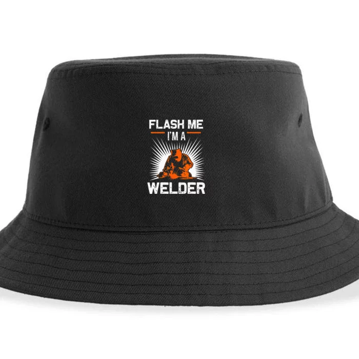 Funny Flash Me I'm A Welder Metal Worker Joke Funny Welding Sustainable Bucket Hat