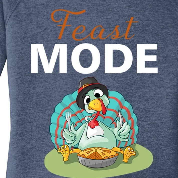 Funny Feast Mode Holiday Gobble Thanksgiving Gift Turkey Gift Women's Perfect Tri Tunic Long Sleeve Shirt