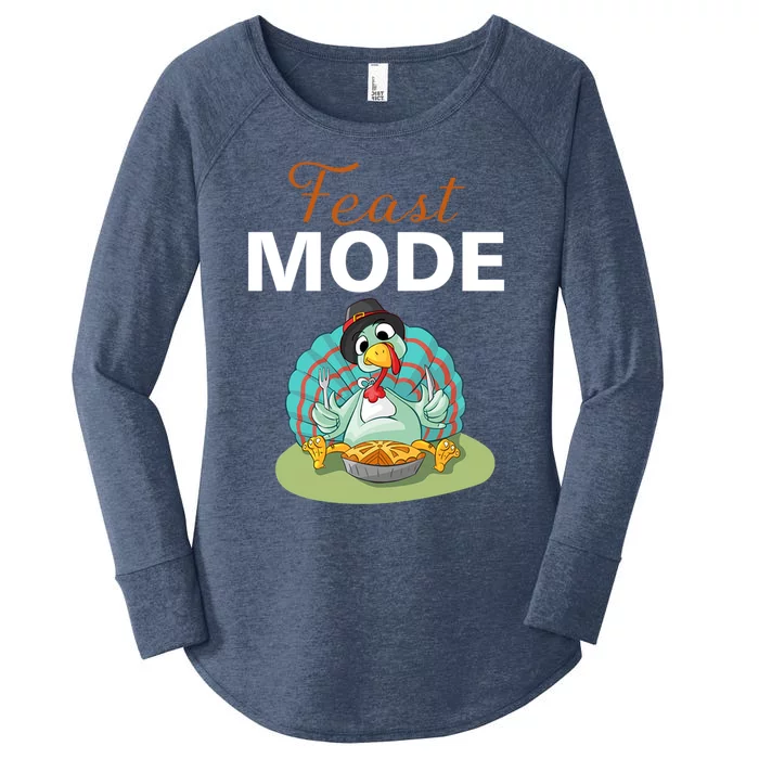 Funny Feast Mode Holiday Gobble Thanksgiving Gift Turkey Gift Women's Perfect Tri Tunic Long Sleeve Shirt