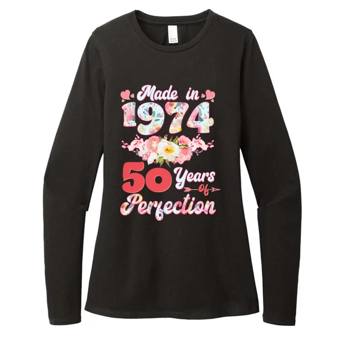 Flower Floral Made In 1974 50 Years Of Perfection Womens CVC Long Sleeve Shirt