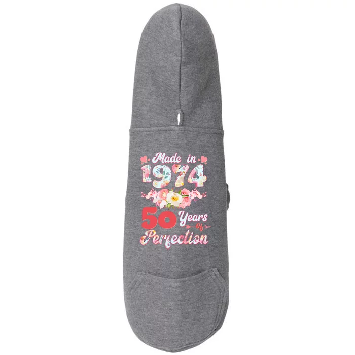 Flower Floral Made In 1974 50 Years Of Perfection Doggie 3-End Fleece Hoodie