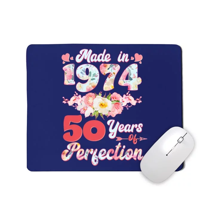 Flower Floral Made In 1974 50 Years Of Perfection Mousepad