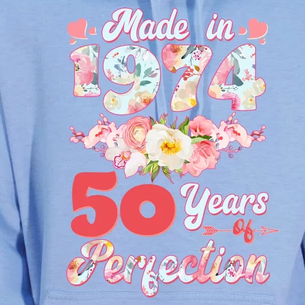 Flower Floral Made In 1974 50 Years Of Perfection Unisex Surf Hoodie