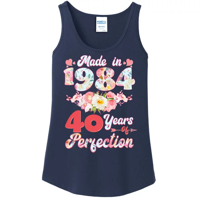 Flower Floral Made In 1984 40 Years Of Perfection Ladies Essential Tank