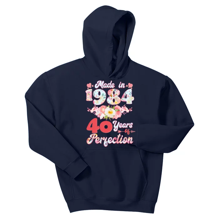 Flower Floral Made In 1984 40 Years Of Perfection Kids Hoodie